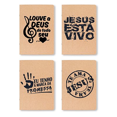 Kit 04 Cadernos Krafts Grampeados A5 ou A6, 80 páginas, sem pauta, 75g, Estilo Midori, K01