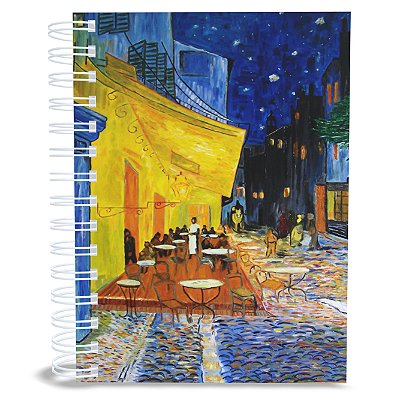 Caderno Filosófico Terraço do Café à Noite, Van Gogh, 200 Páginas, A5, 75g, 1 Frase por Página