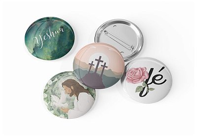 4 Botons Broche Alfinete, Coleção Cristã Gospel Papers - Button, Botton, Botom, Boton B.05