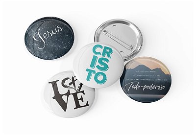 4 Botons Broche Alfinete, Coleção Cristã Gospel Papers - Button, Botton, Botom, Boton B.14