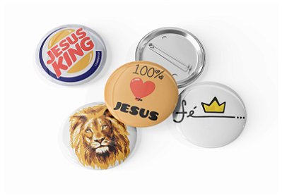 4 Botons Broche Alfinete, Coleção Cristã Gospel Papers - Button, Botton, Botom, Boton B.15