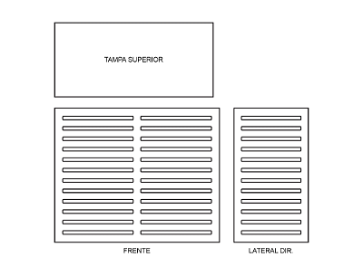 Protetor so medida, 3 lados, sendo tampa superior, frente, lat. direita