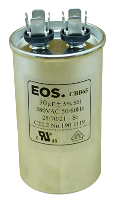 CAPACITOR PERMANENTE 30MFD 380V C/TERMINAL 45X80 CORPO ALUMINIO