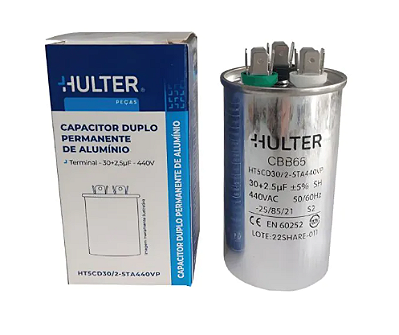CAPACITOR PERMANENTE 30+2,5MFD 440V TERMINAL CORPO METAL