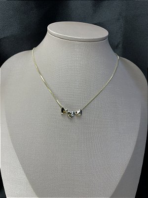Gargantilha com coração 3 cores