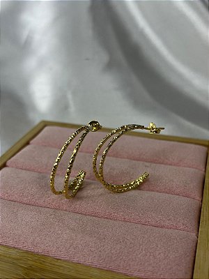 Meia Argola Dupla Diamantada G