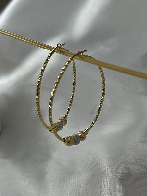 Argola Diamantada Bola Martelada M