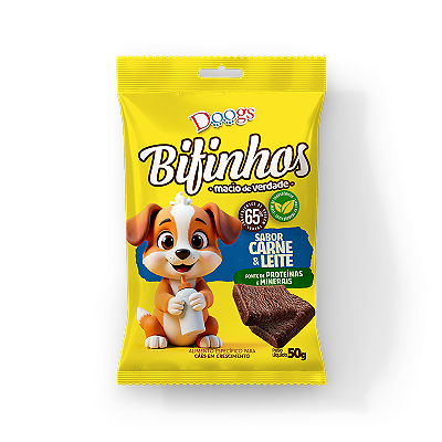 Bifinho Doogs Filhotes - Carne e Leite 50g