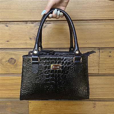 Bolsa de Couro Croco – Preto Invernizado