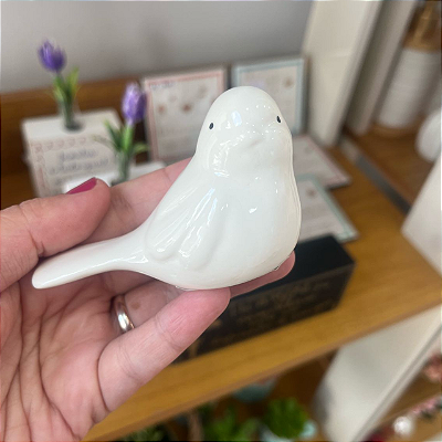 PASSARO 8CM CERAMICA BRANCO