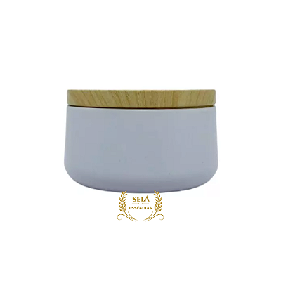 LATA DE METAL COM TAMPA COR DE MADEIRA 180ML (BRANCO)