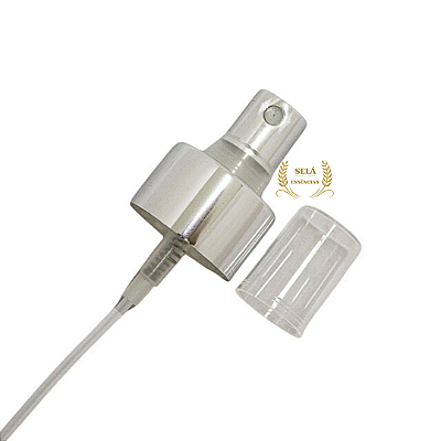 VÁLVULA SPRAY PRATA COM TAMPA TRANSPARENTE R.28/410