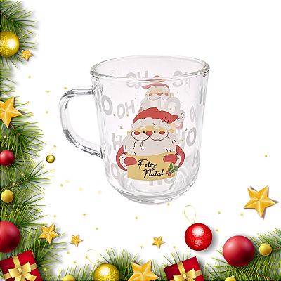 CANECA DE VIDRO ESTAMPA DE NATAL