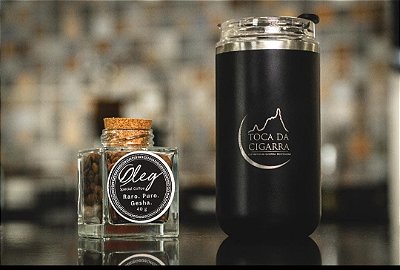 Kit, Copo Médio Térmico Com Tampo e souvenir, Toca da Cigarra