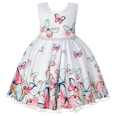 Vestido Infantil Juvenil Jardim Encantado Branco Giovanella