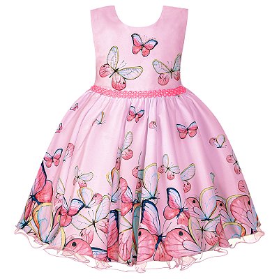 Vestido Infantil Juvenil Jardim Encantado Rosa Giovanella