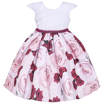 Vestido Infantil Juvenil Jardim Encantado Floral Rosa Giovanella