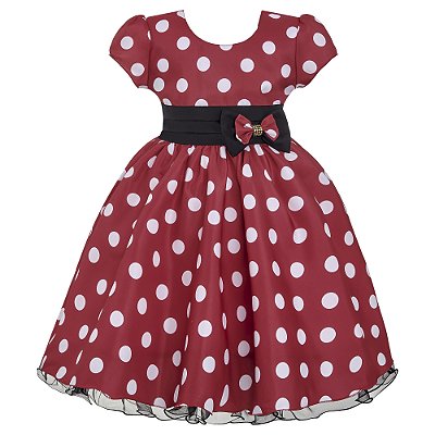 Vestido Infantil Juvenil Vermelho Poá Branco Giovanella