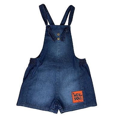 Jardineira Macaquinho Infantil Short Curto Jeans  V&A