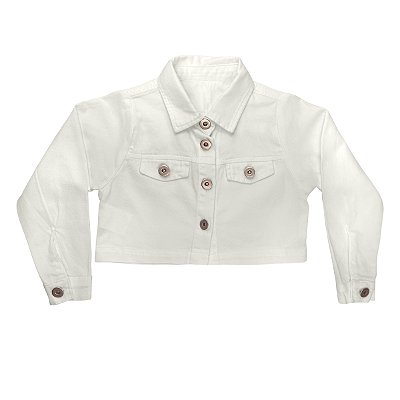 Jaqueta Casaquinho Infantil Off White de Sarja V&A