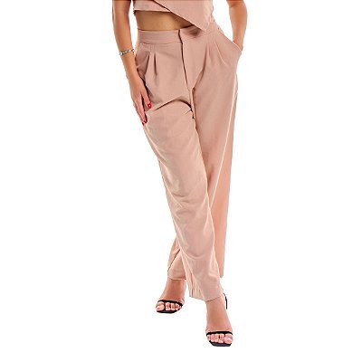 Calça Samy de Tecido Crepe Bege