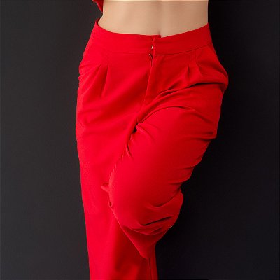 Calça Samy de Tecido Crepe Vermelha