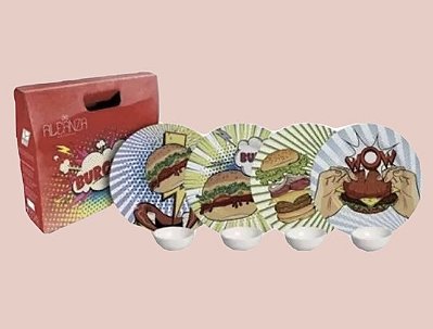 Kit 8 peças Burger com molheiras