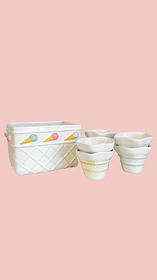 Conjunto 7 peças em cerâmica para sorvete