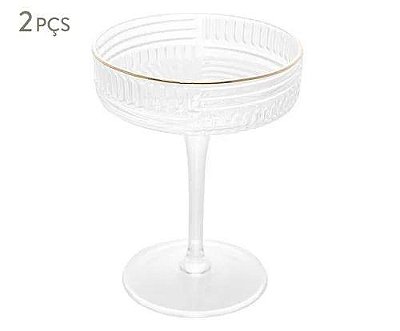Taça coupe com borda dourada