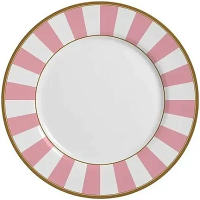 Prato sobremesa Stripe rose filete dourado