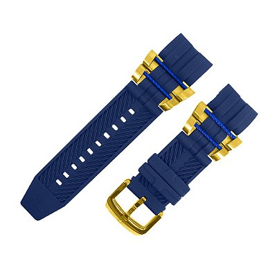 Pulseira para Relógio Compatível com Invicta Reserve Bolt Zeus Men/ Jason Taylor Azul Completa Peças Douradas
