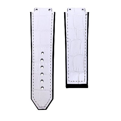 Pulseira para Relógio Compatível com Hublot Big Bang Couro Branco 25/22mm