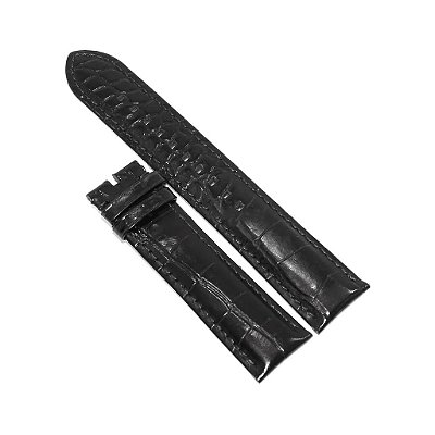 Pulseira para Relógio Compatível com Empório Armani Em Couro Textura Tipo Crocodilo Preto 22mm