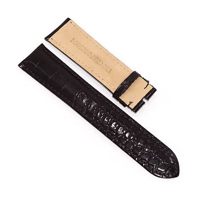 Pulseira para Relógio Compatível com Empório Armani Em Couro Textura Tipo Crocodilo Marrom 22mm