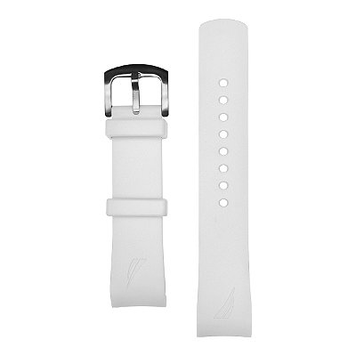 Pulseira para Relógio Compatível com Nautica N19526G Branca Com Fivela 22mm