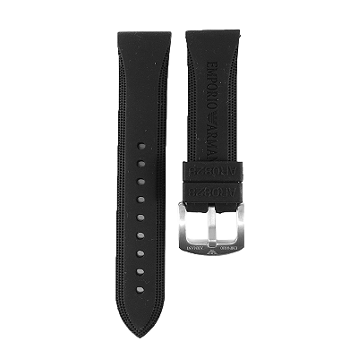 Pulseira para Relógio Compatível com Empório Armani AR0584 Silicone Preto 22mm Completa Com Fecho