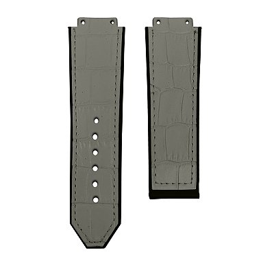 Pulseira para Relógio Compatível com Hublot Big Bang Couro Cinza 25/22mm