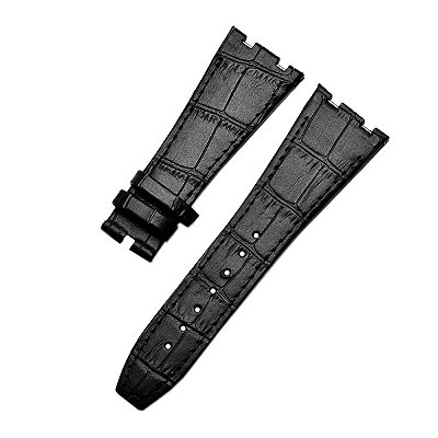 Pulseira para Relógio Compatível com Audemars Piguet Royal Oak Offshore de 28mm na Cor Preto e Costura Preto