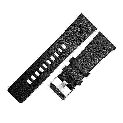 Pulseira para Relógio Compatível com Diesel 28mm em Couro Genuíno Preto Encaixe 28mm Completa com fivela