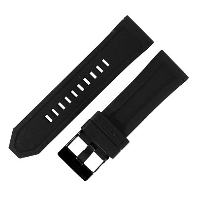 Pulseira para Relógio Compatível com Diesel Mega Chief DZ4378 26mm de Silicone Preta Com Fivela