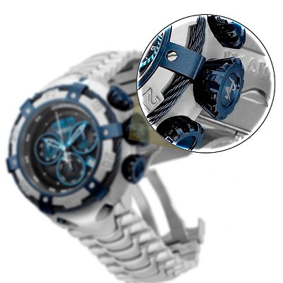 Coroa e Tige para Relógio Compatível com Invicta Thunderbolt Azul Escuro