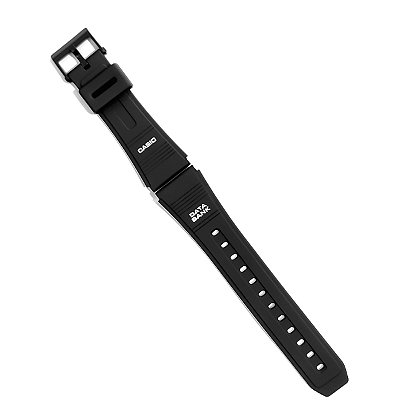 Pulseira para Relógio Compatível com Casio DATA BANK Borracha Preto Encaixe 22mm Completa com Fivela