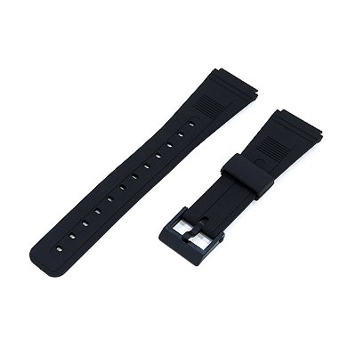 Pulseira para Relógio Compatível com Casio DATA BANK Borracha Preto Encaixe 22mm Completa com Fivela