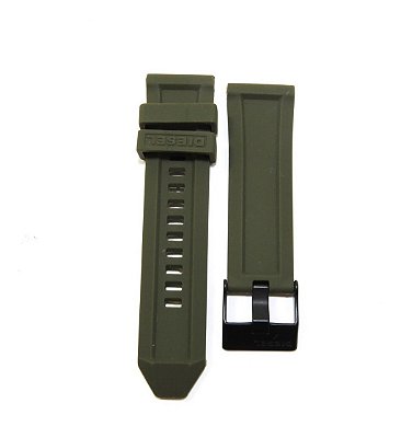 Pulseira para Relógio Compatível com Diesel 26mm Mega Chief Silicone Verde Militar com Fivela Preta