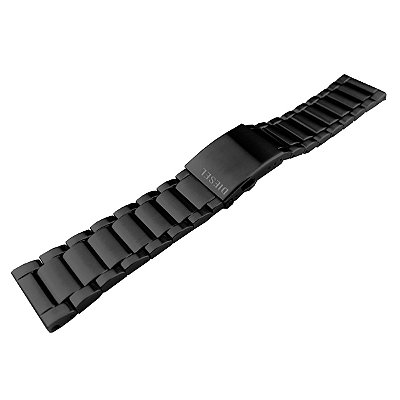 Pulseira para Relógio Compatível com Diesel 26mm em Aço Inoxidável Preto com Fecho Deployant