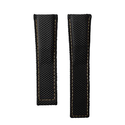 Pulseira para Relógio Compatível com Tag Heuer Nylon Preto e Costura Rose Encaixe 24mm/ Fivela 20mm