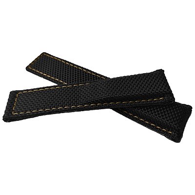 Pulseira para Relógio Compatível com Tag Heuer Nylon Preto e Costura Rose Encaixe 24mm/ Fivela 20mm