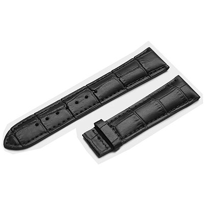 Pulseira para Relógio Compatível com Tissot Couro Preto Encaixe 18mm/ Fecho 16mm