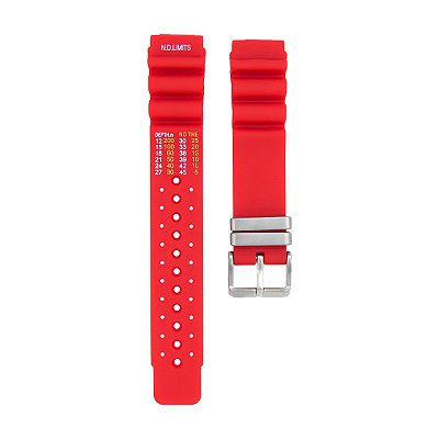Pulseira para Relógio Compatível com Citizen Sport Marine Borracha Vermelho Encaixe 20mm/ Fecho 18mm