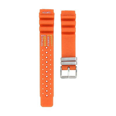 Pulseira para Relógio Compatível com Citizen Sport Marine Borracha Laranja Encaixe 20mm/ Fecho 18mm